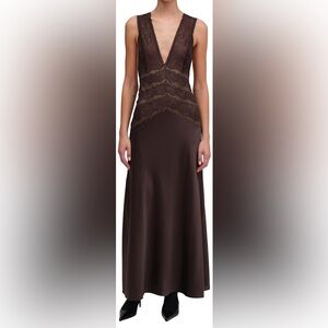 Ronny Kobo Women's Naila Lace Maxi Dress, Chocolate Brown, Medium
